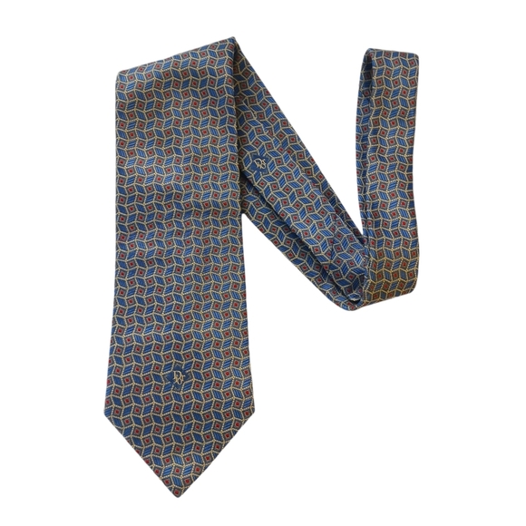 Vintage Christian Dior Monseiur Mens Tie Business 56" Geometric Blue - Picture 1 of 5